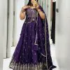 Stylish Black Color Chinon Embroidery Thread Work Lehenga Choli