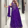 Stylish Violet Color Chinon Embroidery Thread Work Lehenga Choli