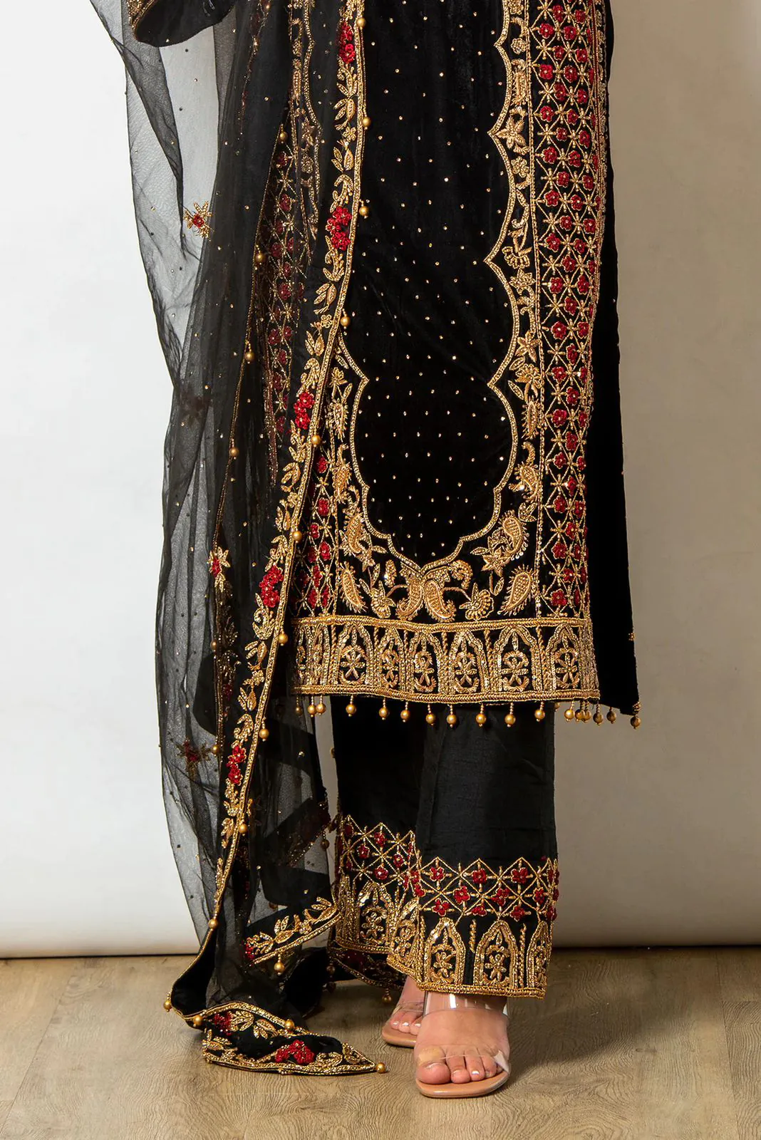 Sublime Black Color Foix Georgette Thread Sequence Anarkali Suit - Image 3