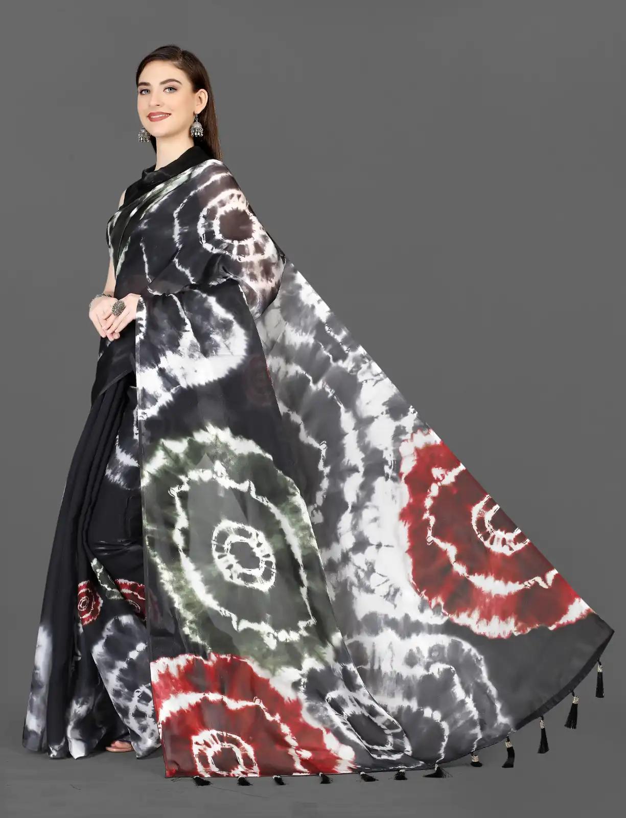 Sublime Black Color Zimmi Chu Digital Sibori Printed Work Saree - Image 2