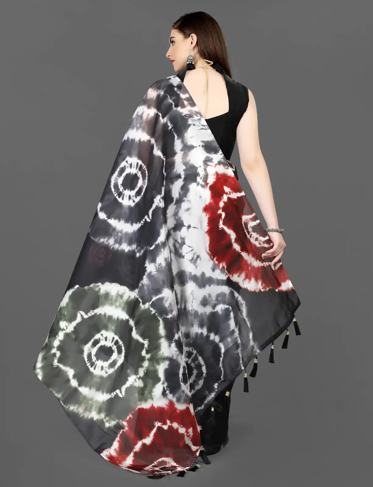 Sublime Black Color Zimmi Chu Digital Sibori Printed Work Saree - Image 4