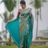 Superb Blue Color Soft Lichi Silk Cloth Rich Pallu All Over Saree