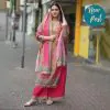 Superb Pink Color Maslin Embroidery Printed Mirror Salwar Suit