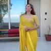 Superb Yellow Color Faux Georgette Thread With Sequence Saree