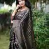 Black Soft Silk Saree with Pallu Work