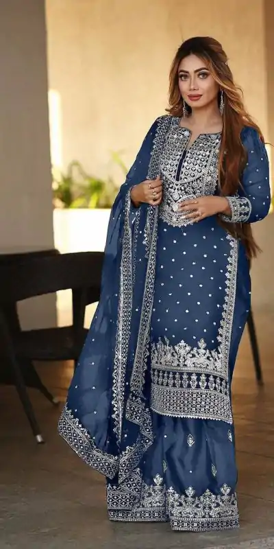 SSR 449 Blue Georgette Embroidery Sequence Salwar Suit Wedding, Party, Festive, Events Expected Delivery 4-6 Working Days @ 2049/- Only | Salwar suit, Casual Suits, Creative suits, Designer Suits, Party Wear Suits, Straight Suits