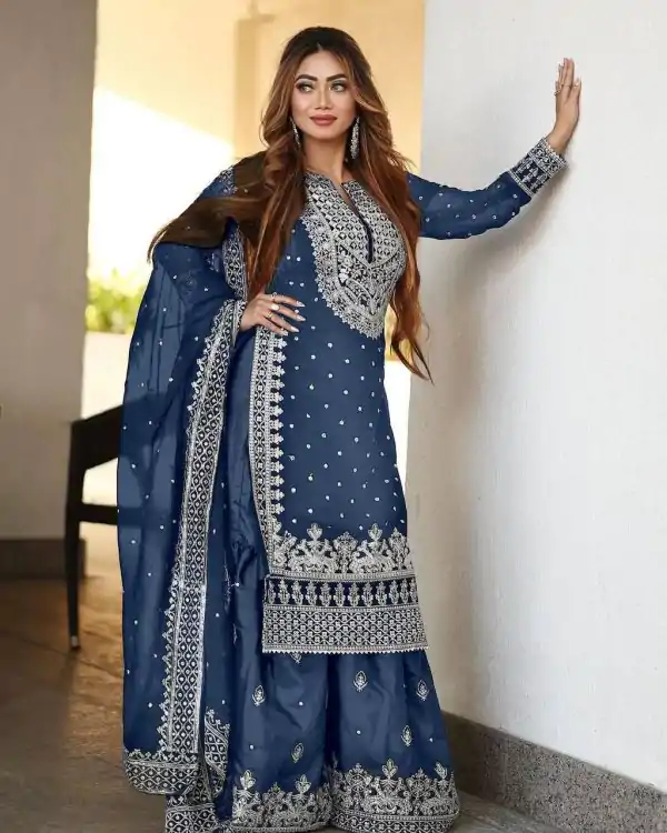 SSR 449 Blue Georgette Embroidery Sequence Salwar Suit Wedding, Party, Festive, Events Expected Delivery 4-6 Working Days @ 2049/- Only | Salwar suit, Casual Suits, Creative suits, Designer Suits, Party Wear Suits, Straight Suits