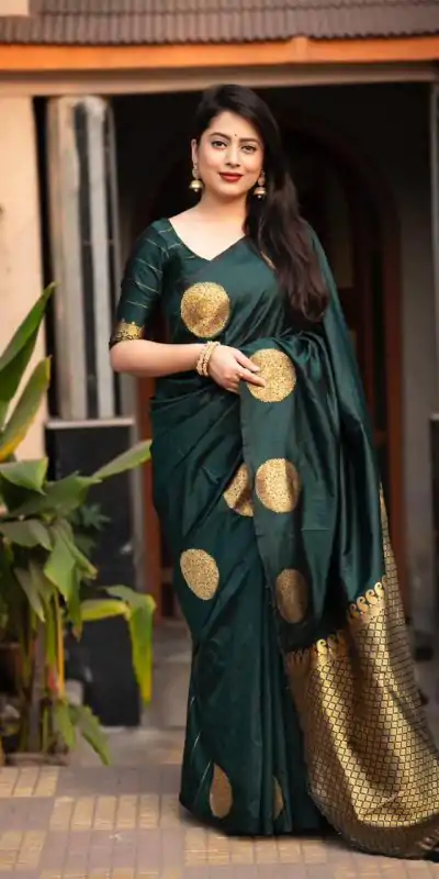KP 5062 Bottle Green Color Soft Lichi Silk Cloth Rich Pallu Saree Casual, Party Wear, Wedding, Events Etc.   Expected Delivery 4-6 Working Days @ 1299/- | Designer Sarees, Sarees, Bollywood Sarees, Creative Sarees, Embroidered Sarees, Ethnic Saree, Modern Digital sarees, Party Wear Sarees