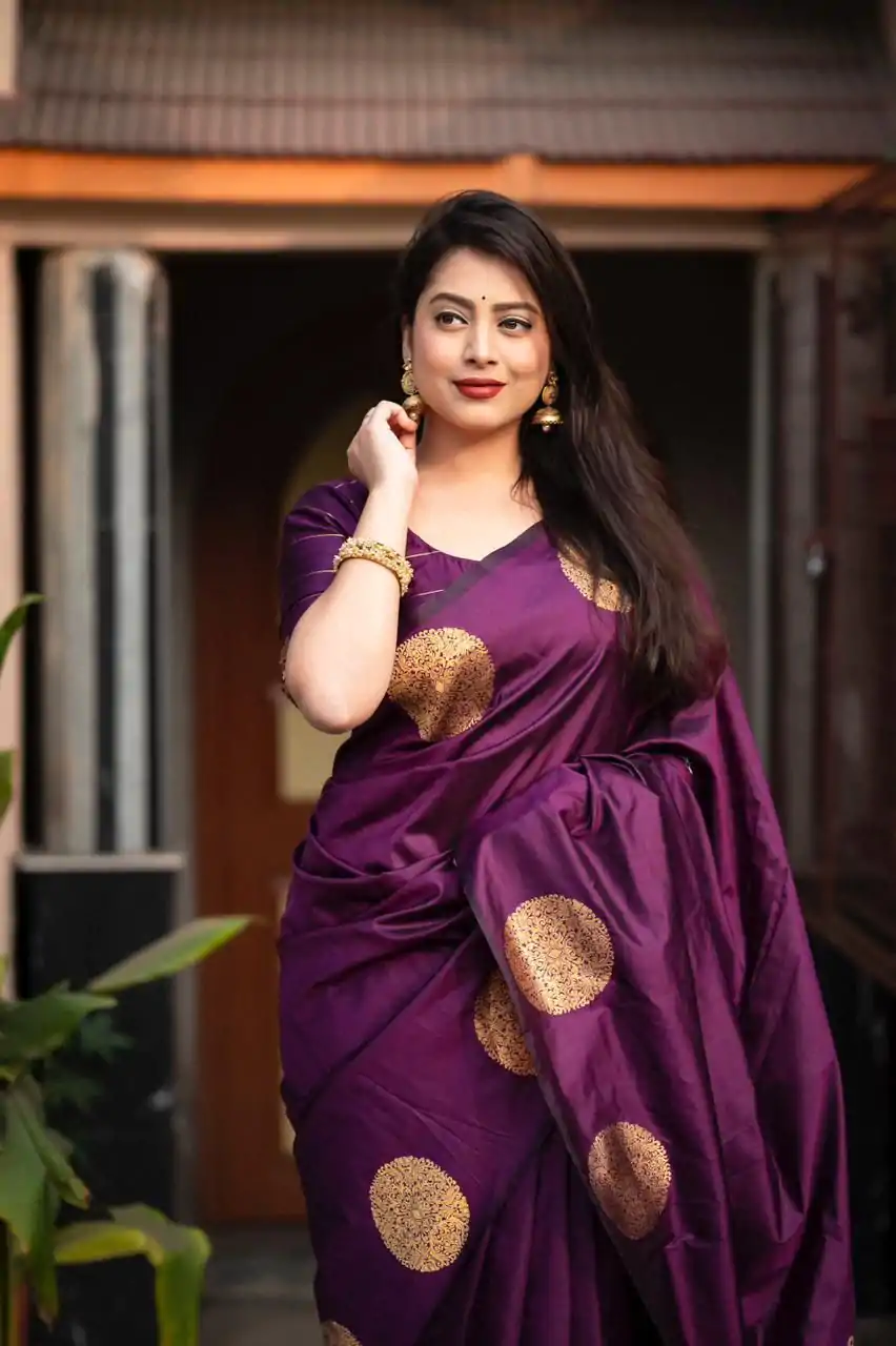 KP 5062 Dark Purple Color Soft Lichi Silk Jacquard On All Over Saree Casual, Party Wear, Wedding, Events Etc. Expected Delivery 4-6 Working Days @1299/- | Designer Sarees, Sarees, Bollywood Sarees, Creative Sarees, Embroidered Sarees, Ethnic Saree, Modern Digital sarees, Party Wear Sarees