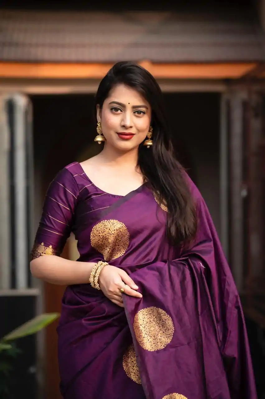 KP 5062 Dark Purple Color Soft Lichi Silk Jacquard On All Over Saree Casual, Party Wear, Wedding, Events Etc. Expected Delivery 4-6 Working Days @1299/- | Designer Sarees, Sarees, Bollywood Sarees, Creative Sarees, Embroidered Sarees, Ethnic Saree, Modern Digital sarees, Party Wear Sarees