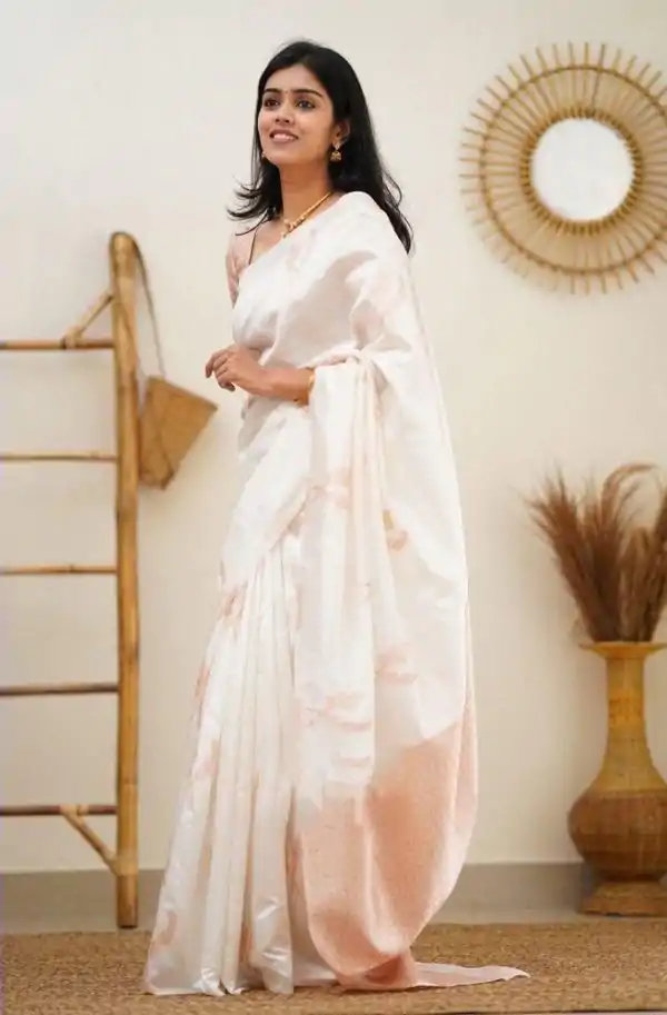 KP 4091 Off White Color Soft Lichi Silk Cloth Rich Pallu All Over Saree Events Casual, Wedding, Festive, Events . Expected Delivery  4-6 Working Days @1249/- | Designer Sarees, Sarees, Bollywood Sarees, Creative Sarees, Embroidered Sarees, Ethnic Saree, Modern Digital sarees, Party Wear Sarees