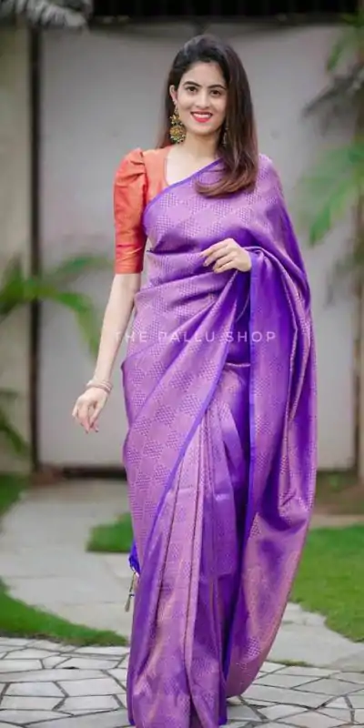 KP 4099 Purple Color Soft Lichi Silk Cloth Rich Pallu All Over Saree Events Casual, Wedding, Festive, Events Etc. Expected Delivery  4-6 Working Days @1349/- | Designer Sarees, Sarees, Bollywood Sarees, Creative Sarees, Embroidered Sarees, Ethnic Saree, Modern Digital sarees, Party Wear Sarees