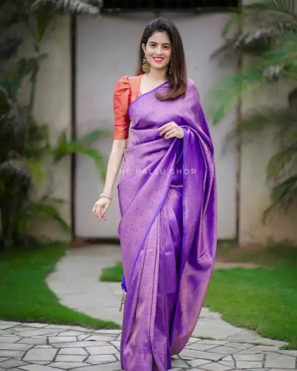 KP 4099 Purple Color Soft Lichi Silk Cloth Rich Pallu All Over Saree Events Casual, Wedding, Festive, Events Etc. Expected Delivery  4-6 Working Days @1349/- | Designer Sarees, Sarees, Bollywood Sarees, Creative Sarees, Embroidered Sarees, Ethnic Saree, Modern Digital sarees, Party Wear Sarees