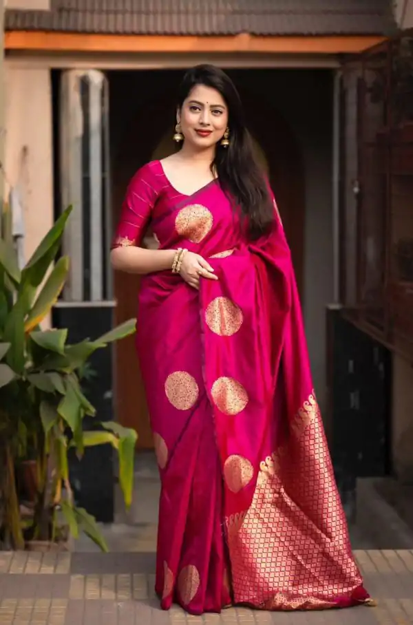 KP 5062 Rani Color Soft Lichi Silk Cloth Rich Pallu Work Saree Casual, Party Wear, Wedding, Events Etc.   Expected Delivery 4-6 Working Days @ 1299/- | Designer Sarees, Sarees, Bollywood Sarees, Creative Sarees, Embroidered Sarees, Ethnic Saree, Modern Digital sarees, Party Wear Sarees