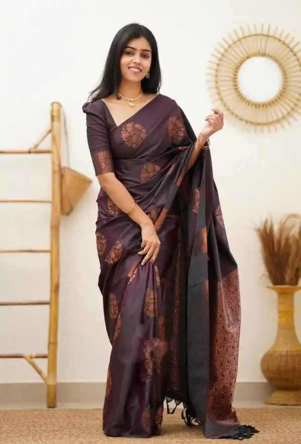 KP 4064 Wine Color Soft Lichi Silk Jacquard On All Over Saree Casual, Party Wear, Wedding, Events Etc. Expected Delivery 4-6 Working Days @1249/- | Designer Sarees, Sarees, Bollywood Sarees, Creative Sarees, Embroidered Sarees, Ethnic Saree, Modern Digital sarees, Party Wear Sarees