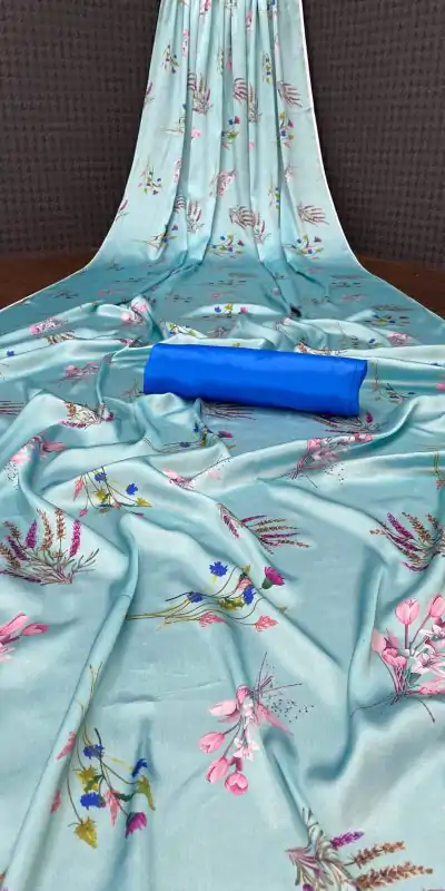 Aglow Light Blue Color Devsena Soft Silk Digital Printed Saree