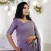 Aglow Purple Color Georgette Sequence Multi & Pearl Work Saree