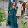 Artful Blue Georgette Digital Print Handwork Real Khatli Gown