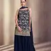 Artful Navy Blue Color Georgette Embroidery Work Salwar Suit