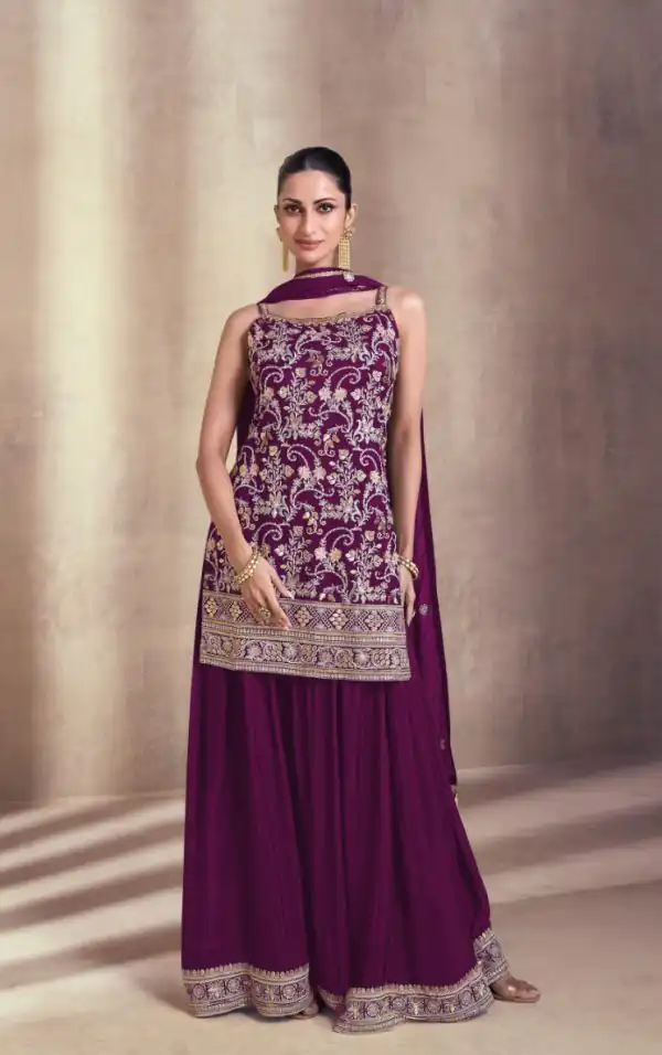 Artful Purple Color Georgette Embroidery Work Salwar Suit