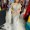 Beautiful Grey Color Chinon Silk Embroidered Sequence Saree