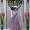 Cute Light Violet Color Jimmy Choo Thread  Sequence Work Saree