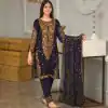 Cute Navy Blue Color Georgette Embroidery Sequence Salwar Suit