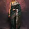 Elegant Green Soft Lichi Silk Beautiful Rich Pallu All Over Saree