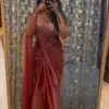 Elegant Peach Soft Jimmy Choo Embroidery Sequence Saree