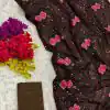 Fancy Coffee Color Georgette Sequence Multi Thread Work Saree