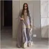 Fancy Grey Color Chinnon Silk Embroidery Sequence Salwar Suit