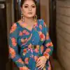 Fancy Royal Blue Color Georgette Digital Printed All Over Saree