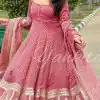 Fine Pink Color Georgette Material Digital Printed Anarkali Suit