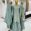 Glamorous Blue Color Chinnon Embroidery Sequence Salwar Suit