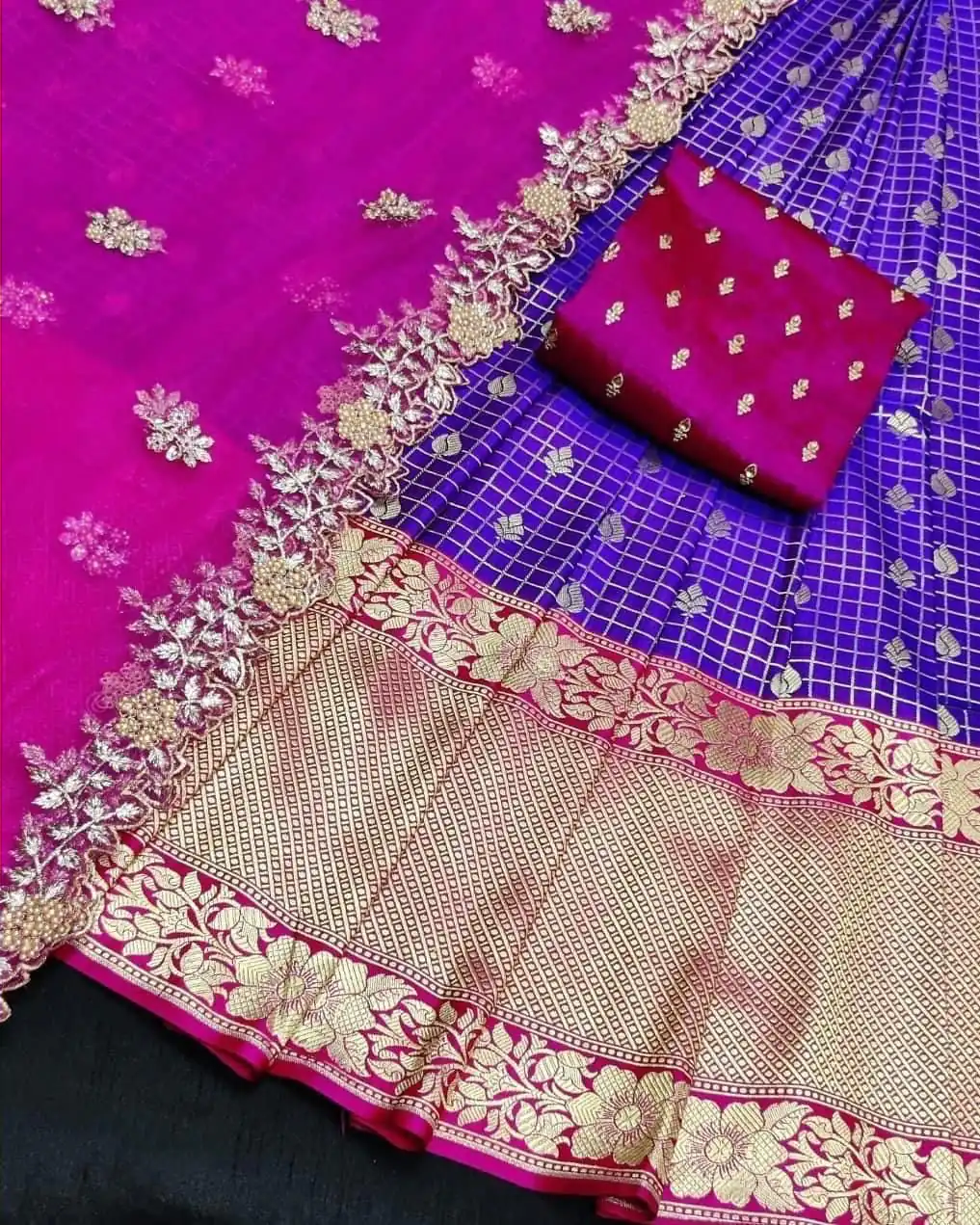 Glamorous Blue Color Kanjivaram Silk Zari Design Half Saree - Image 2