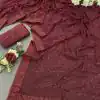 Glamorous Maroon Color Georgette Sequins Embroidery Saree
