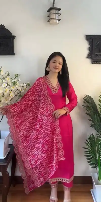 Gorgeous Pink Color Rayon Embroidery Work Salwar Suit