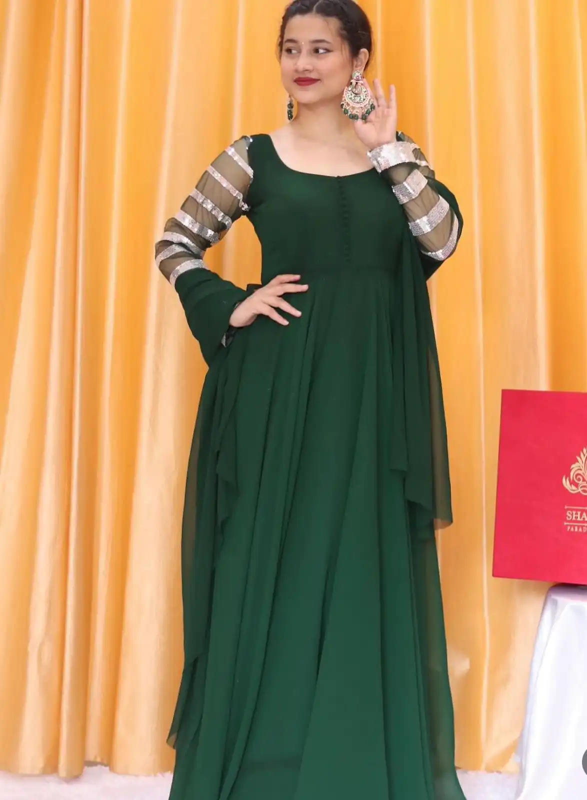 Graceful Green Color Georgette Embroidered Anarkali Suit - Image 2