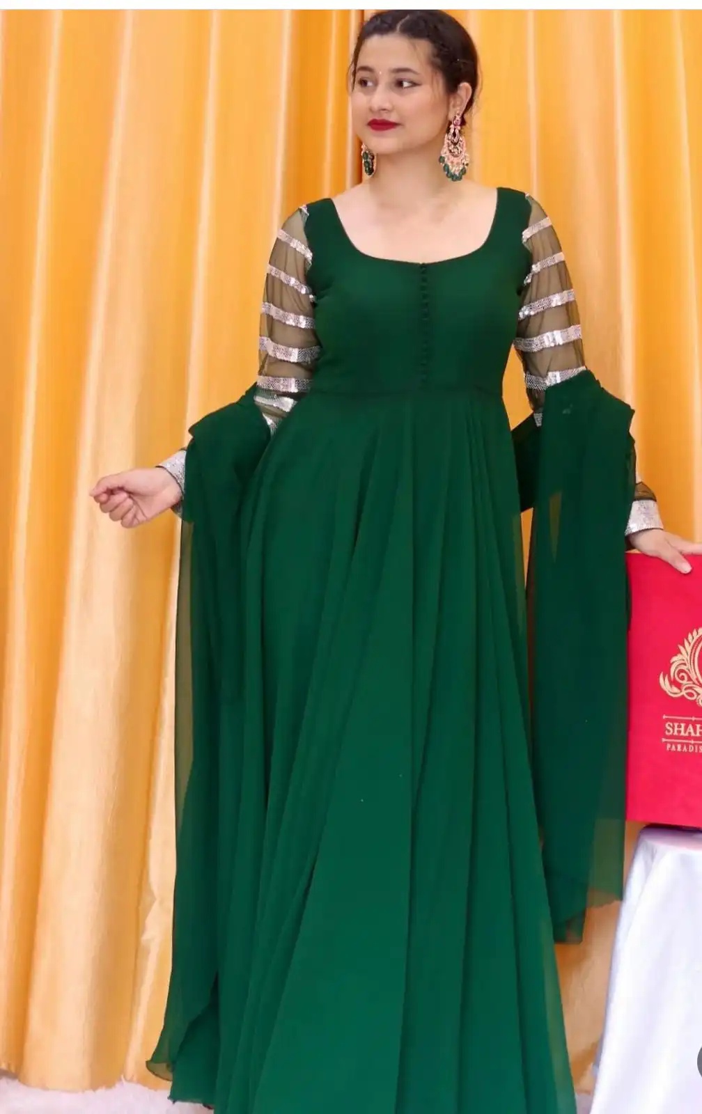 Graceful Green Color Georgette Embroidered Anarkali Suit