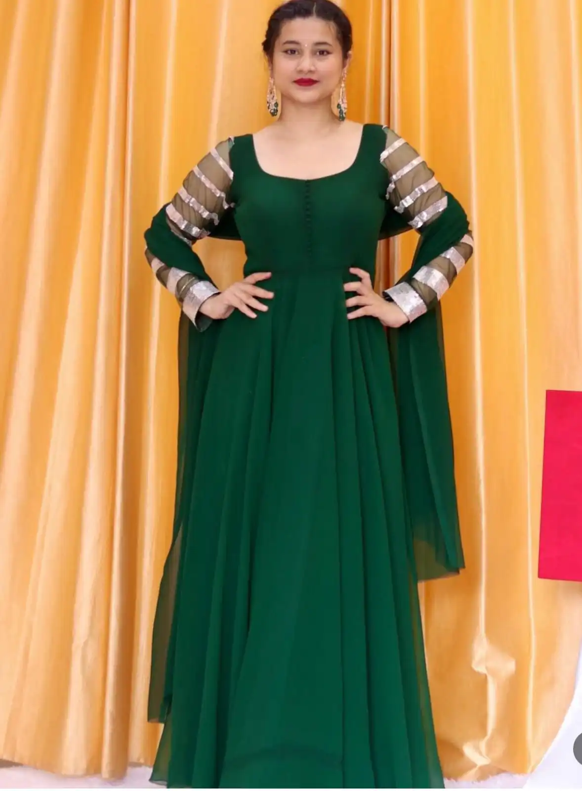 Graceful Green Color Georgette Embroidered Anarkali Suit - Image 3