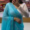 Grand Blue Color Georgette Shining Diamond All Over Saree