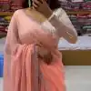 Grand Light Orange Georgette Shining Diamond All Over Saree