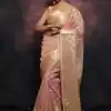Grand Peach Color Organza Jacquard Butti Worked Saree