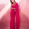 Kriti Sanon Pink Georgette Embroidery Deual Sequence Saree