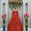 Majestic Orange Color Maslin silk Thread Work Anarkali Suit