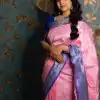 Mesmerizing Light Pink Color Soft Lichi Silk Beautiful Design Saree
