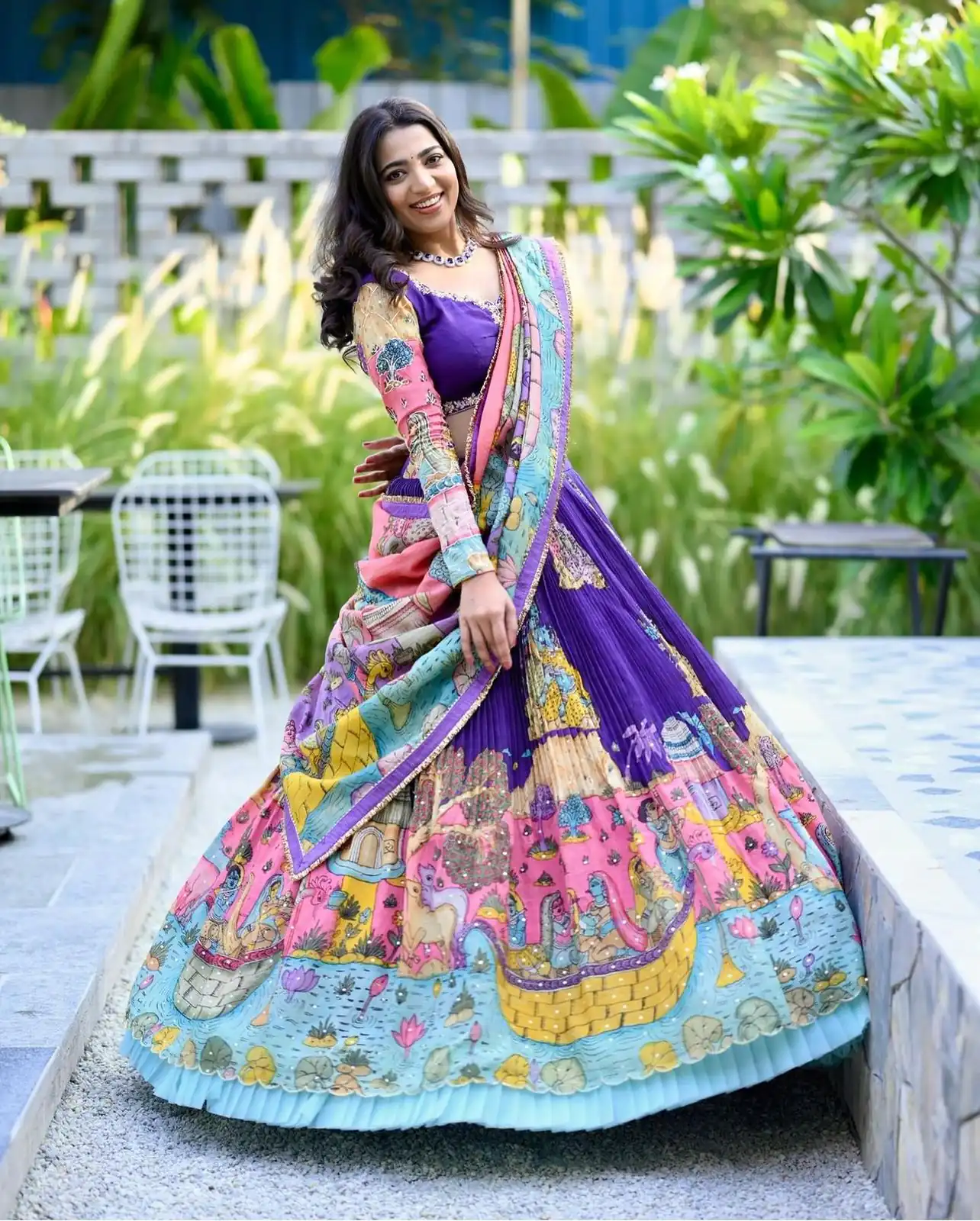 Nice Royal Blue Color Chant Kalamkari Printed Lehenga Choli - Image 2