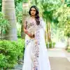Nice White Color Organza Silk Embroidery Thread Work Saree