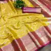 Nice Yellow Soft Organic Banarasi Silk Gold Zari Weaving Saree