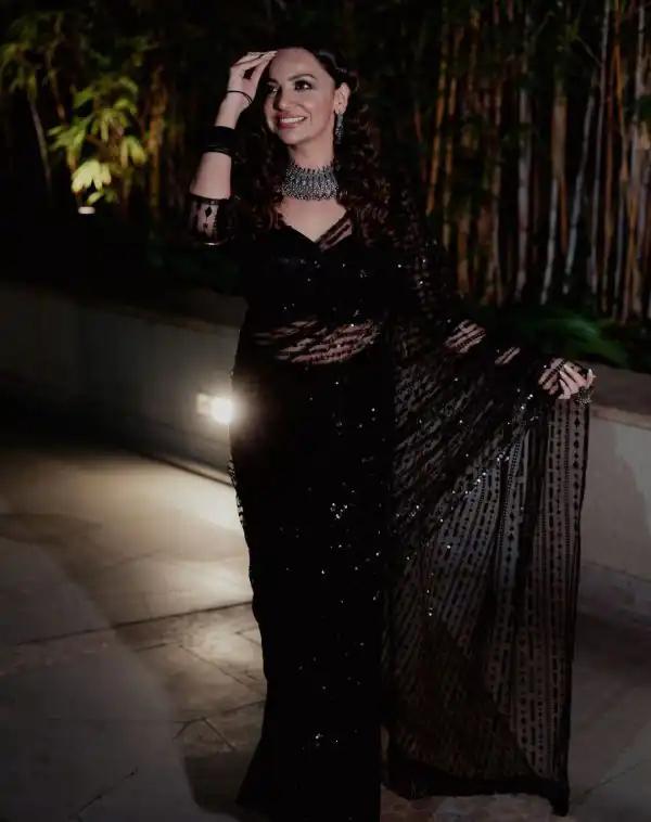 Peaceful Black Color Mono Net Sequins Embroidery Work Saree